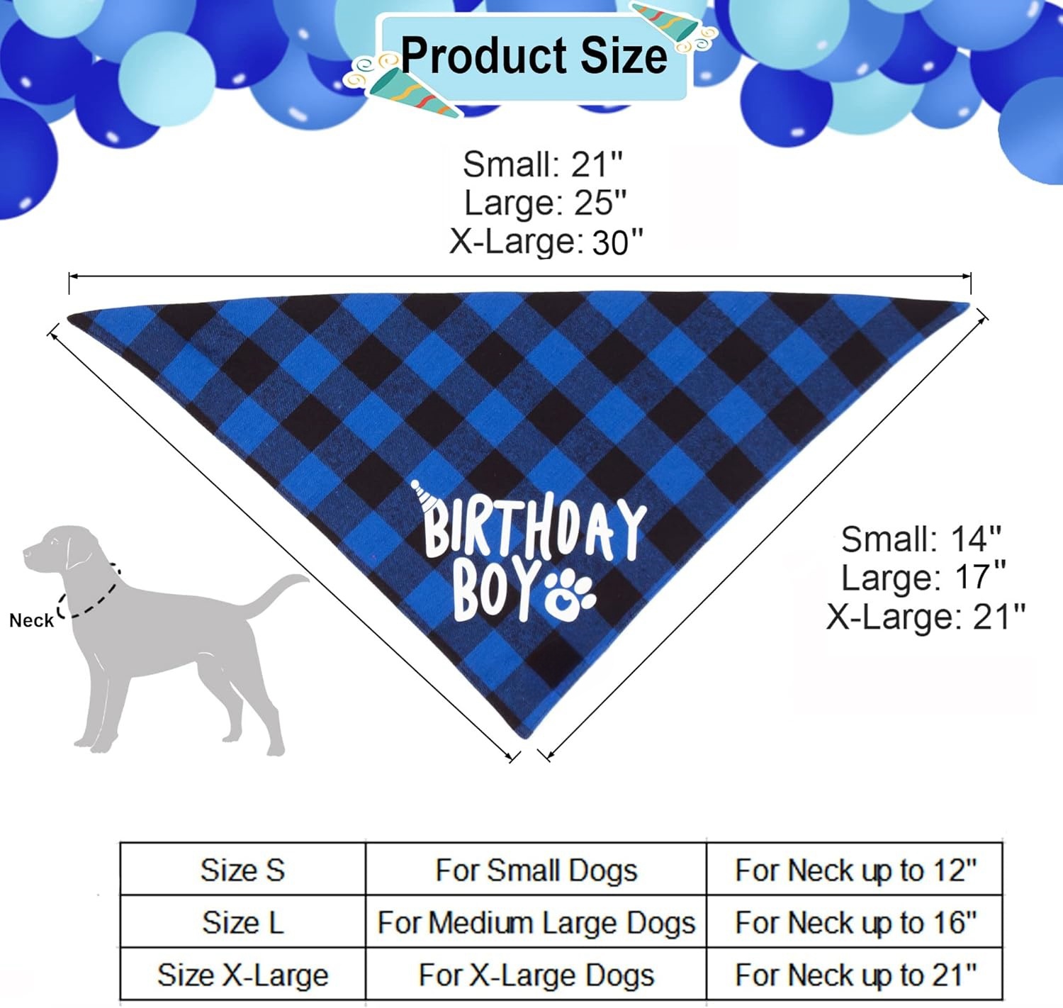 Dog Birthday Party Supplies, Multi Size Offered, Birthday Boy Dog Bandana, Dog Birthday Hat with Numbers for Medium Large Dogs Pets