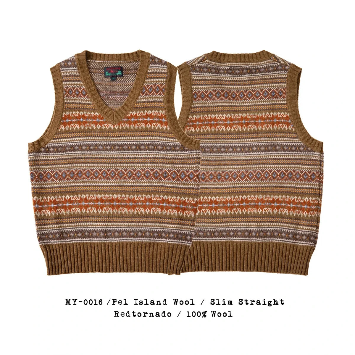 Red Tornado Fair Isle 100 Wool Knitted Vest Vintage Fashion VNeck Sweater Waistcoat For Men and Women 250225