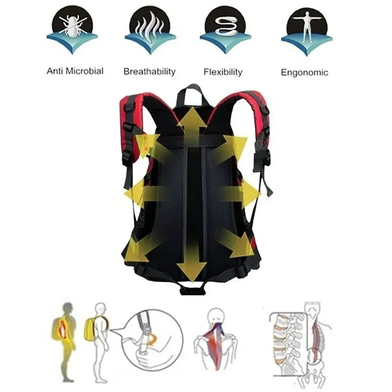Ship from US Hiking Backpack 40L Lightweight Travel Mountaineering Waterproof Sport Bags Climbing Rucksack Men Accessories 250227FBB