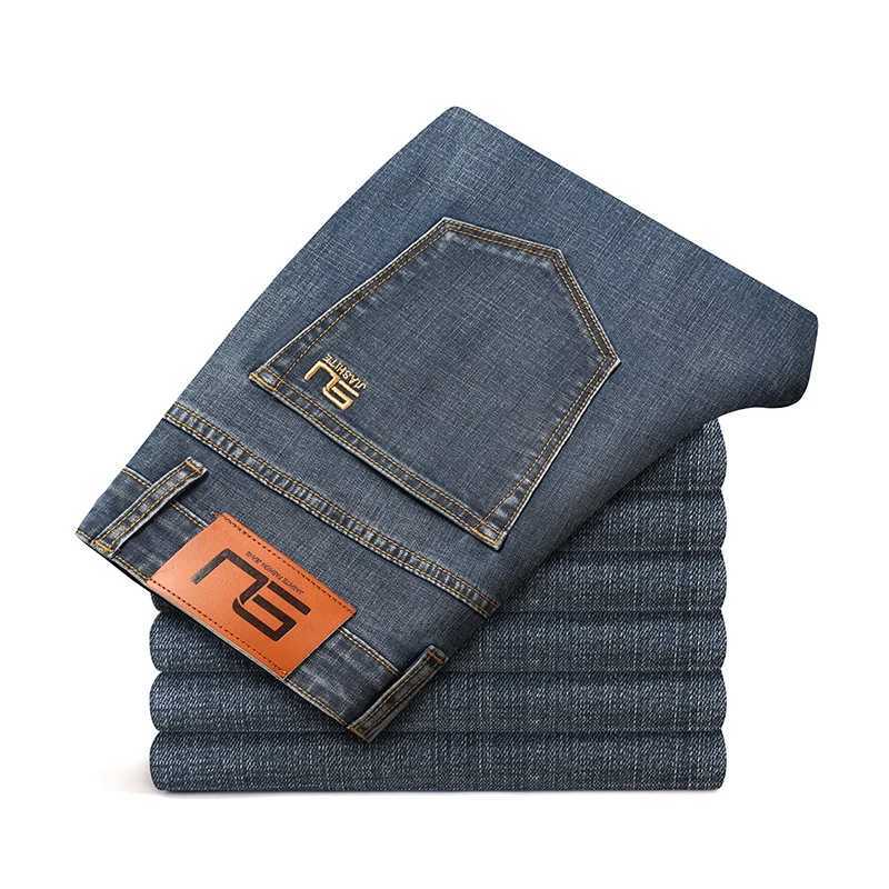 Stretch Cotton Mens Business Jeans Vintage Classic Straight Casual Trouser Male Brand Clothing Denim Pants Plus Size 28-40 X250227