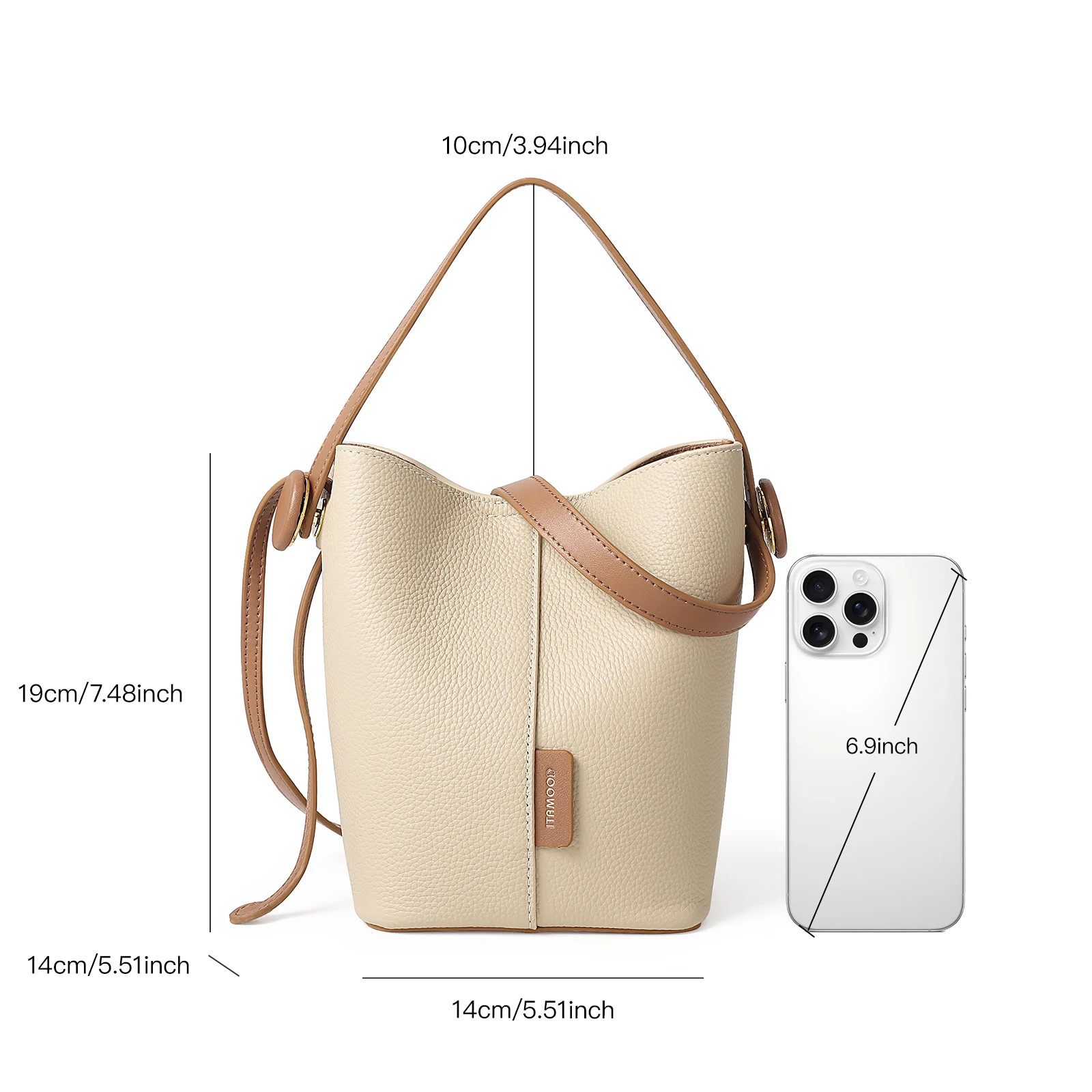 Ship from US ITAMOOD Genuine Leather Bucket Bag Women Shoulder Purses Vintage Minimalist and Versatile Handbag Valentines Day Gift 250227FBB