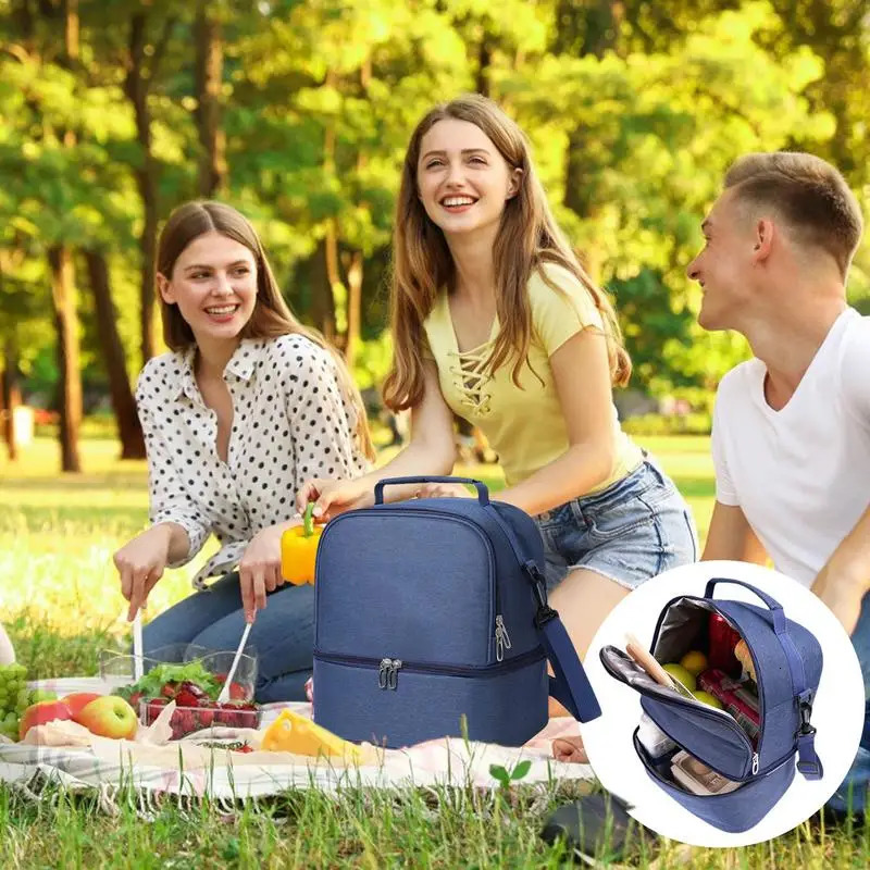 Ship from US Camping Cooler Bag Insulated Snack Pouch Beach Lunch Can With Shoulder Strap Portable Large Capacity BagWith 250227FBB