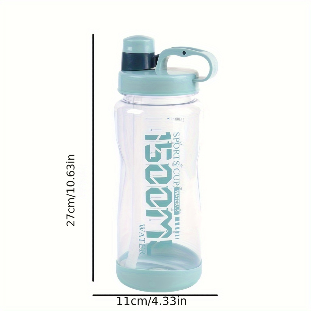 Water Bottle with Time Marker 1500ml Water Bottle with Straw Gym Sport Water Bottles 53oz