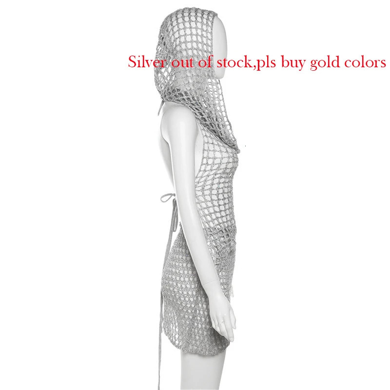 Gtpdpllt Y2k Sexy Two Piece Set Hollow Out Knit Sequin Hooded Crop Top And Mini Skirt Crochet Rave Festival Outfits For Women 250226