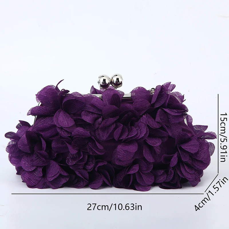 Flower Dinner Purse ner Floral Chain Crossbody Bride Handbag Clutches Woman Petal Evening Party Clutch Wedding Dress Bag 250226