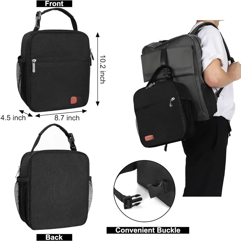 Ship from US Lunch Box for Men Women Durable Bag Adults Reusable Small Lunchbox Black 250227FBB