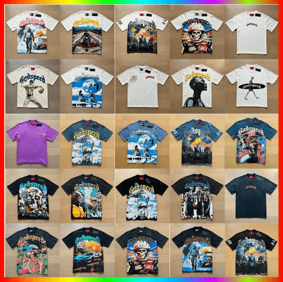 godspeed shirt designer t shirt mens tshirt short sleeve beach hipster fabric Stree printing Men Women street High Quality Hip Hop Fashion washed black tee eur size