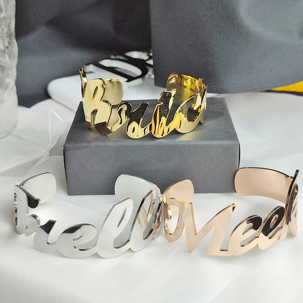 Personalized Letter Bracelet Custom Name Bracelet Adjustable Stainless Steel Punk Bracelet Ladies Jewelry Girlfriend Gift 250227