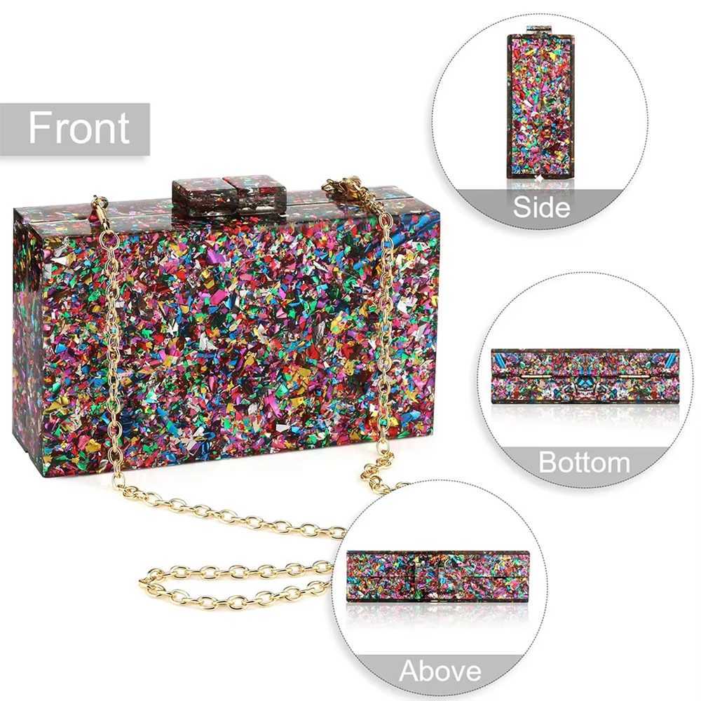 New Arrival Hot Wallet Stylish Multi-Color Sequin Evening Bag Luxury Acrylic Handbag Women Bridal Party Prom Blingbling Wedding Clutch Purse T250227