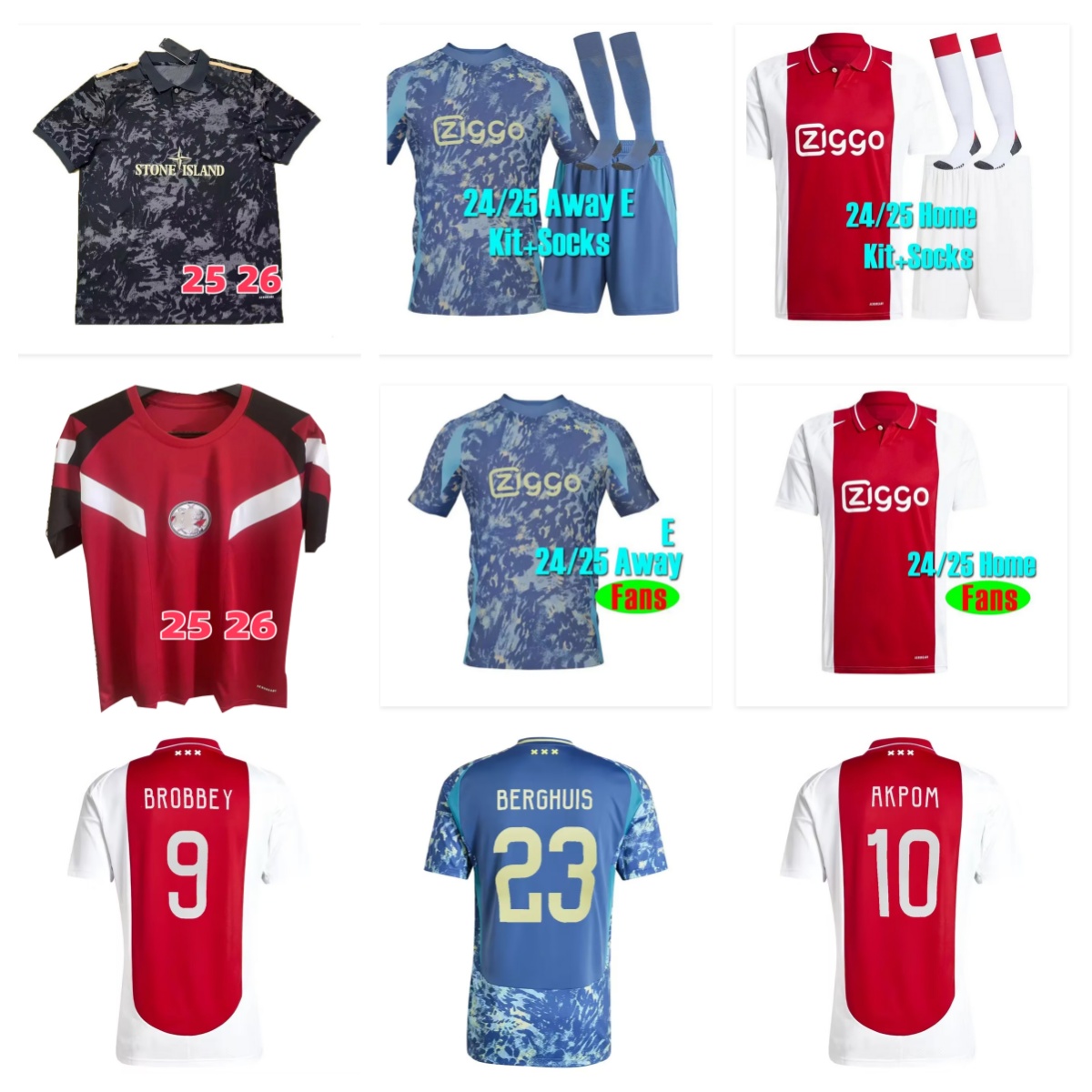 2025 2026 fans player AKPOM Soccer Jerseys MIKAUTADZE BERGHUIS Third black Kit VAN DEN BOOMEN BERGWIJN MARLEY 24 25 26 SOSA football shirts men kids AJas CRUYFF SUTALO