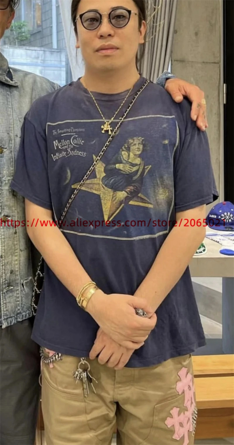 fw TShirt Men Women High Quality Washed Blue Tee Tops Vintage T Shirt 250226