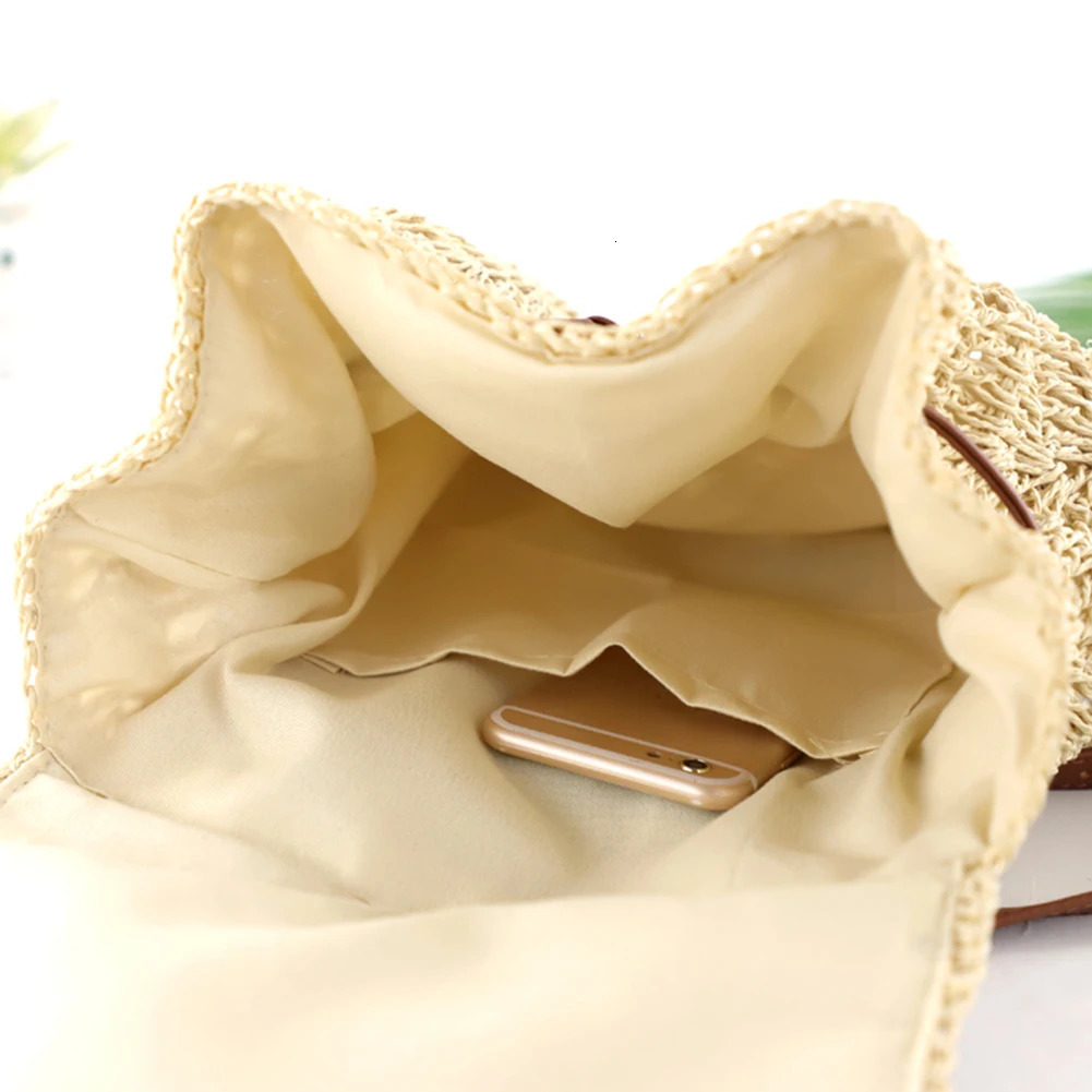 Ship from US Women Straw Backpack Shoulders Bag Handmade Woven Casual Beach Top Handle 250227FBB