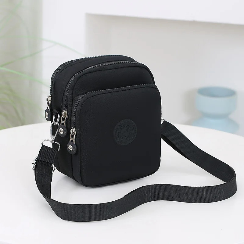 Ship from US Three layer mobile phone bag womens crossbody mini versatile summer Oxford canvas walking wallet 250227FBB