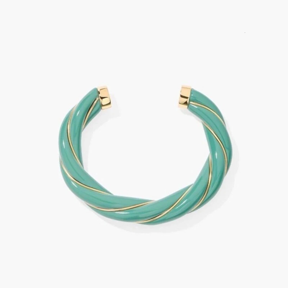 Temperament Advanced personalized Twisted gold border resin open bracelet for womens Girl party gift Jewelry accessories 250227