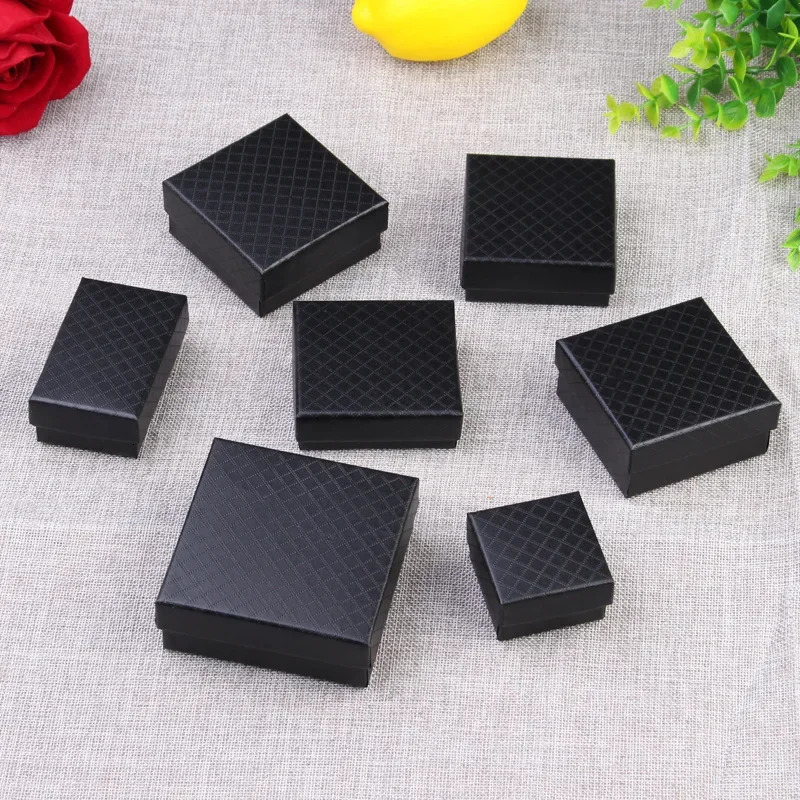 24pc Black Cardboard Jewelry Set Box For Pendant Necklace Earring Ring Boxes Packaging Paper Jewellry Organizer Storage Gift Box 250222