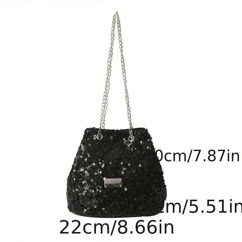 Womens sequin bucket bag Fi chain cross body bag shiny dry wallet shoulder bagXJ250227