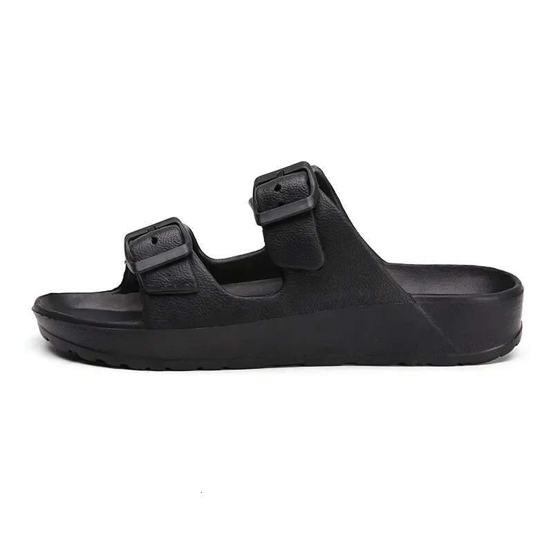 2025 Summer New Double Button Men's Designer Sandals Bathroom Flip Cover Outdoor Soft EVA Beach Slippers Indoor Slide Solid Color Couple Shoes