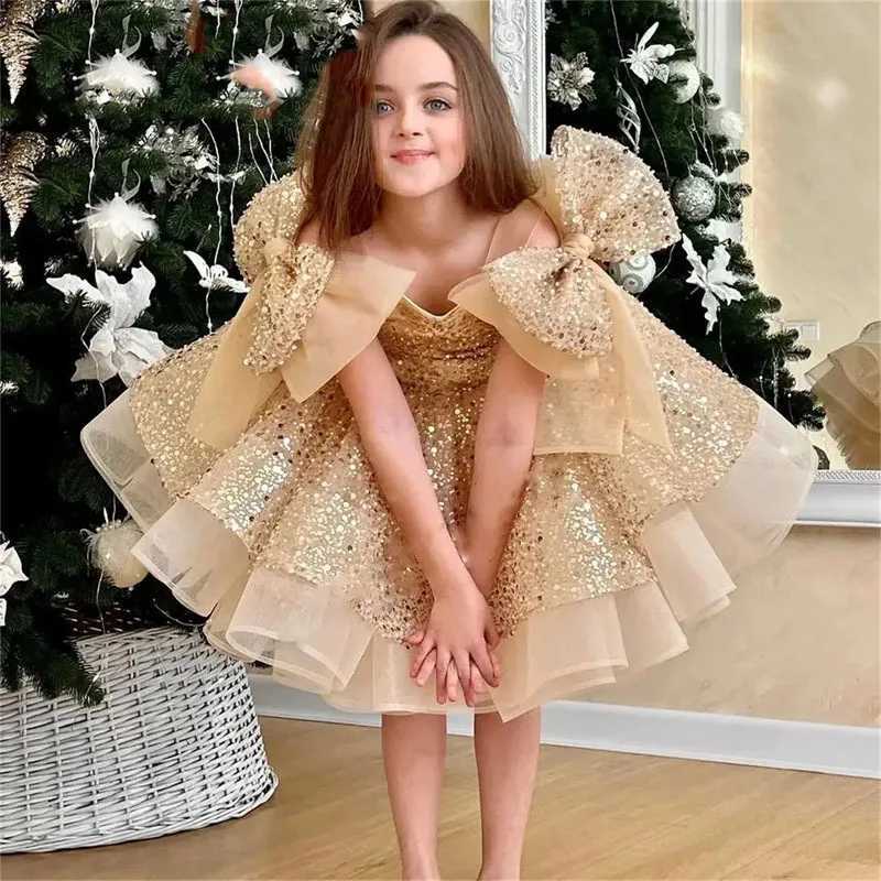 Girl's Dresses Gorgeous and elegant social streaming new year dress girl wedding evening dress bowlla and fluffy ball clothing white wedding dr Y