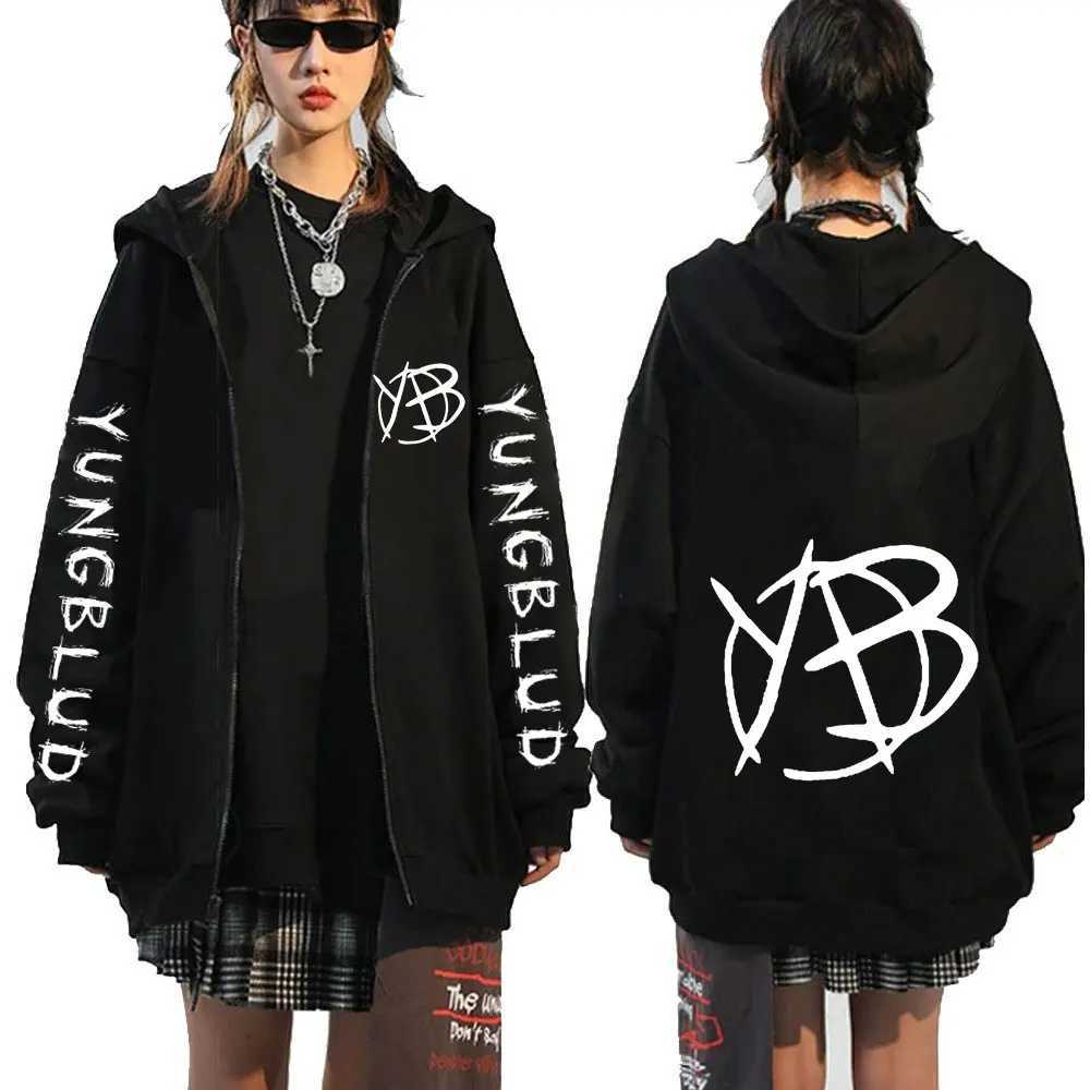 Rock Singer Yungblud Print Zipper Hoodies Men Women Clothing Vintage Oversized Zip Up Sweatshirt Jackets Coats Strtwear X250227