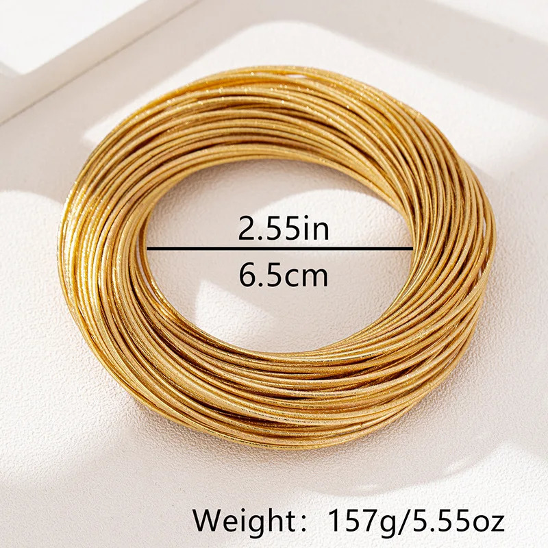 Vintage Hyperbolic Layered Gold Plated Wide Wire Bracelet Bangle for Women Exaggerated Wrist Wrap Bangle Hand Jewelry Gift 250227