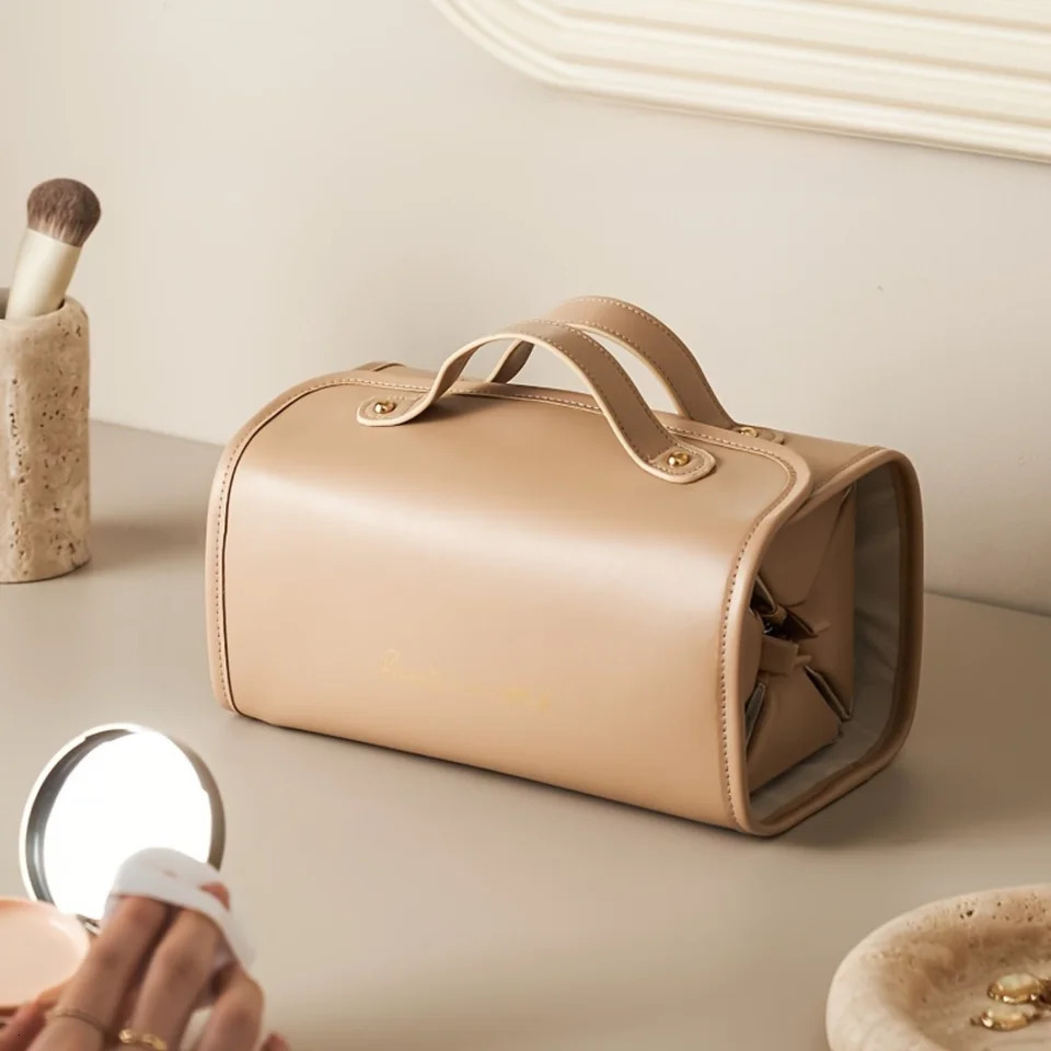 Ship from US Waterproof Folding Makeup Bag Detachable Portable Spacious Travel Organizer For Cosmetics And Toiletries Pu ScentF 250227FBB