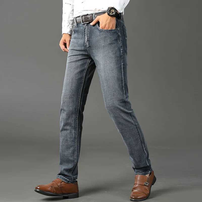 Wthinlee Mens Casual Business Straight Stretch Jeans Fashion Classic Blue Gray Black Work Denim Trousers Male Brand Clothing X250227