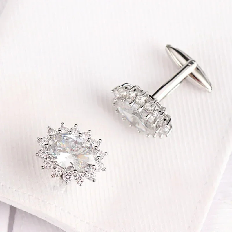 Mens Rhinestone Crystal Cufflinks French Shirt Cuff Links Men Business Banquet Cocktail Party Wedding Anniversary Gifts 250227