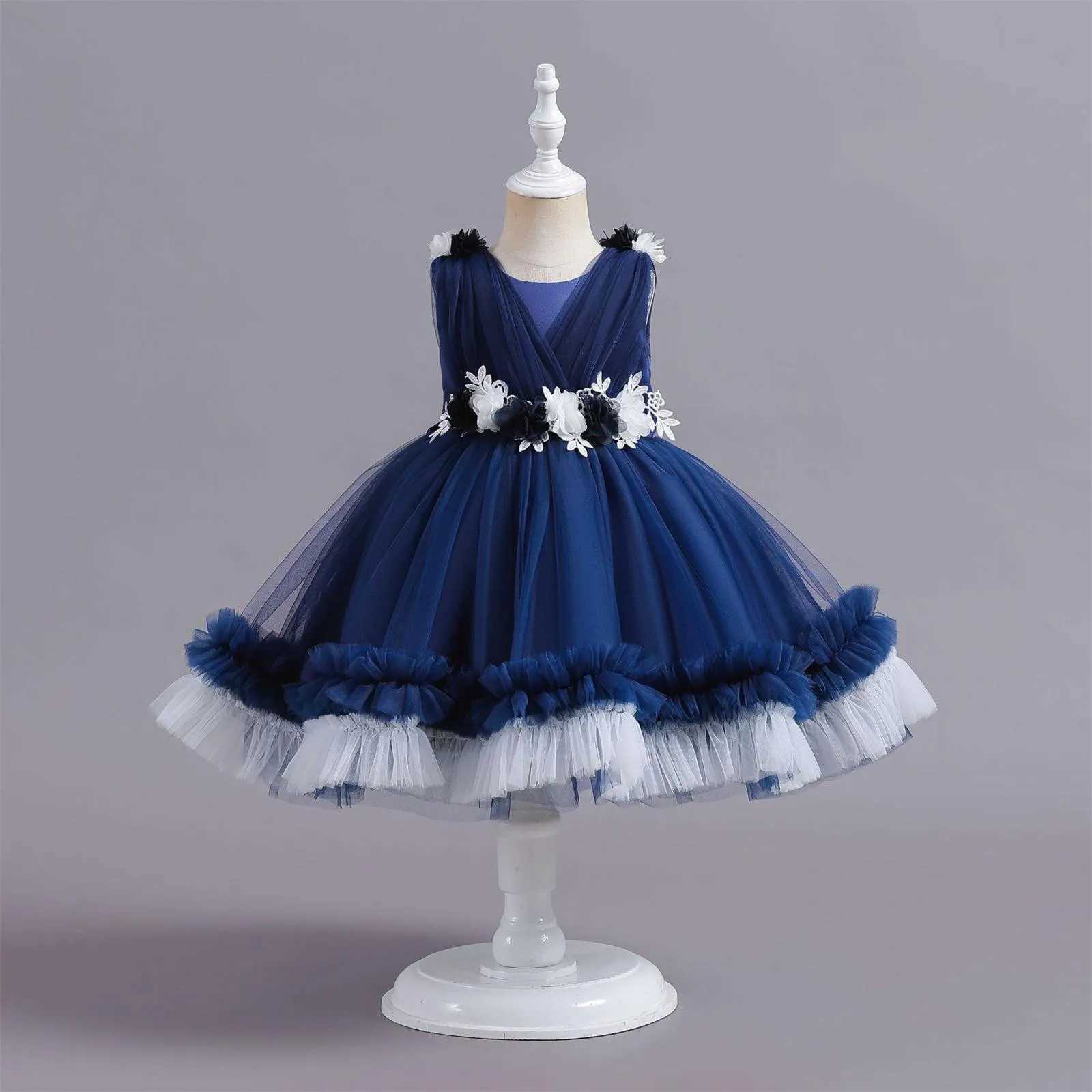 Girl's Dresses Sweet Princess Dress Flower Girls First Birthday Baby First Dress New Childrens Dresses Puffy Sleeveless Lace Cake Dresses Y250227