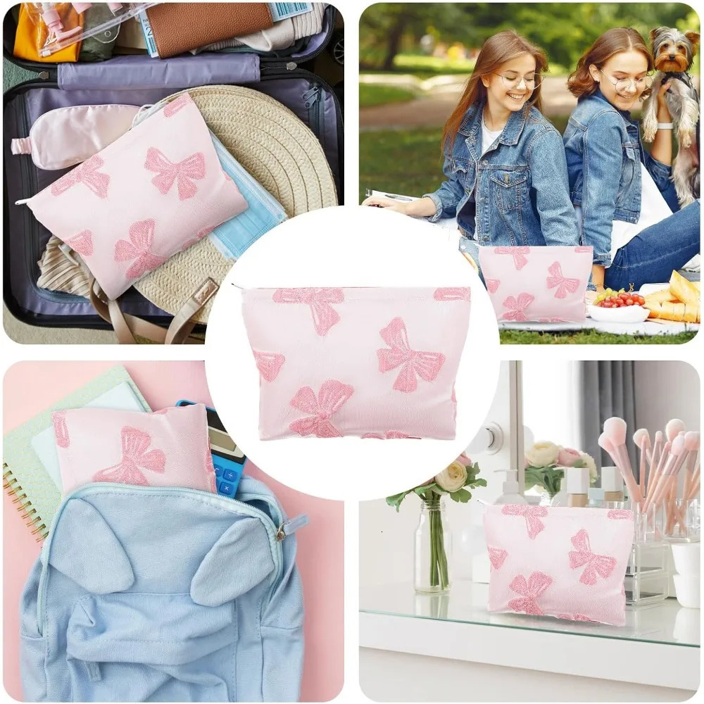 Ship from US Makeup bag large capacity elegant butterfly makeup cute bedding zipper canvas pink womens portable toilet 250227FBB