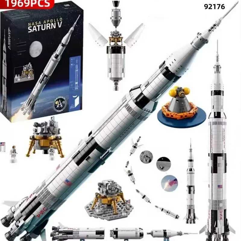 New 1900+PCS The Apollo Saturn Building Blocks Space Rocket Idea Series B Educational Toys For Children Birthday Xmas Gifts Y250227