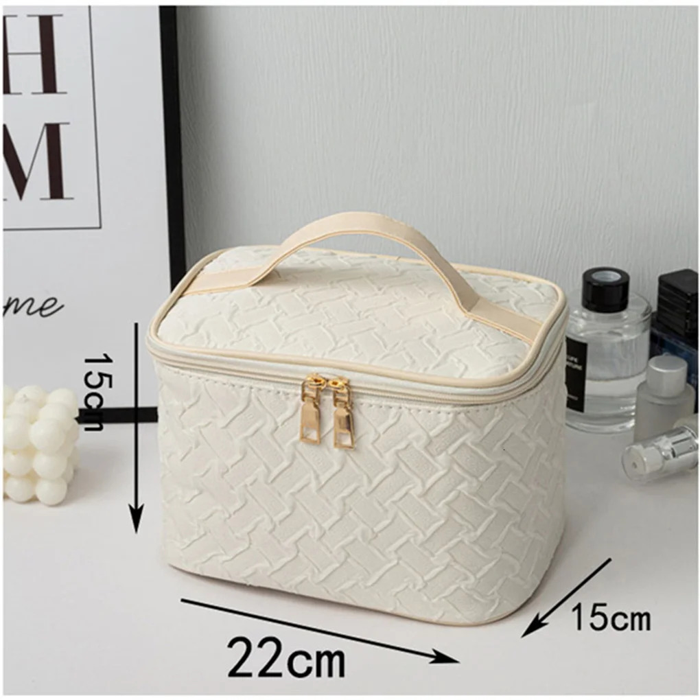 Ship from US Premium Large capacity Portable Travel Makeup Bag Multifunctional Cosmetic Organizer Stainresistant Handheld Square 250227FBB