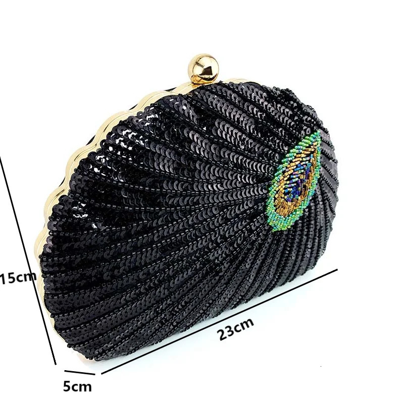 y Peacock Beading Evening Bags Glitter Sequins Wedding Handbags Fashion Women Party Chain Crossbody Shoulder 250226