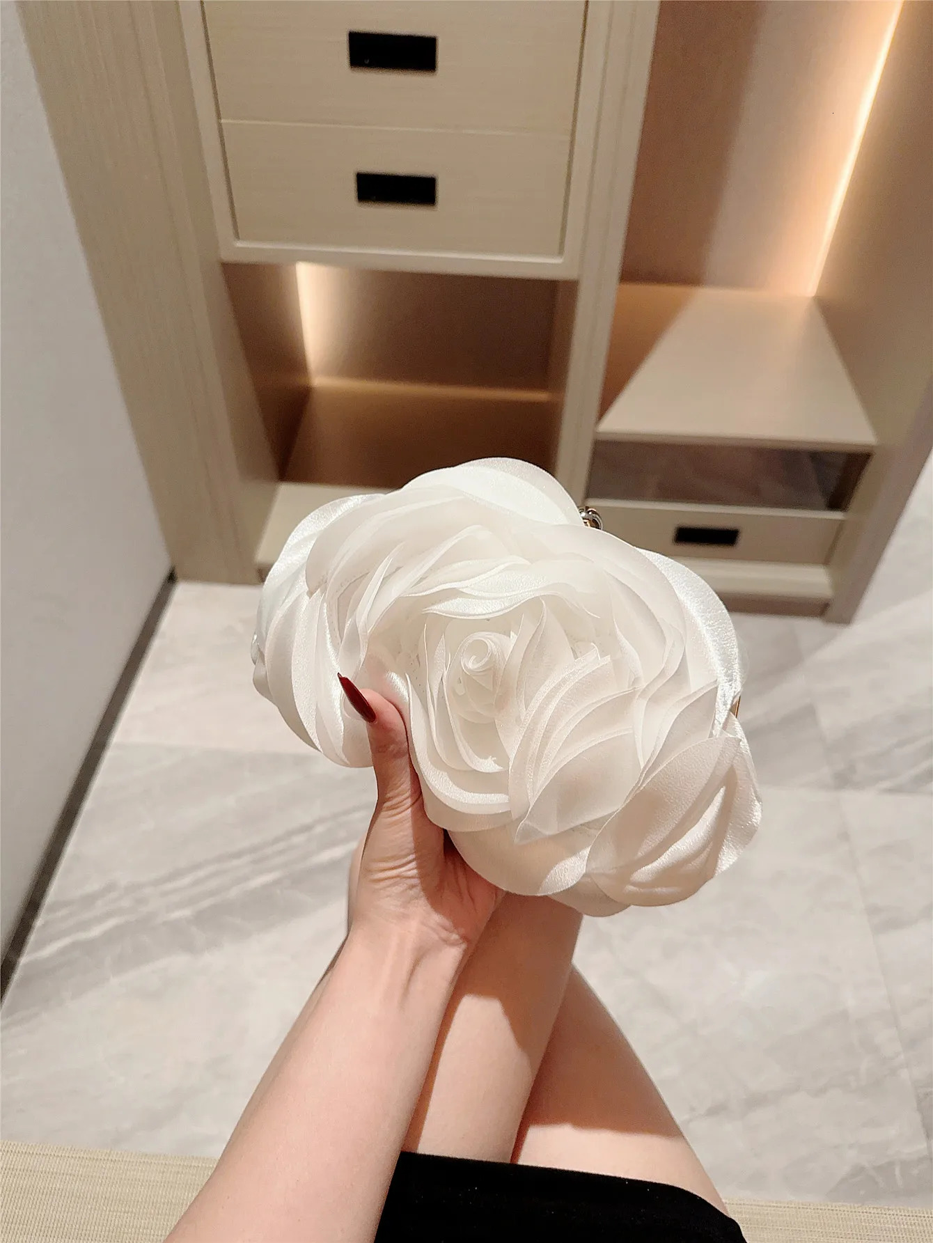 Dinner Bag Flower Clutch White Romantic Wedding Bridesmaid Dress Prom Party 250226