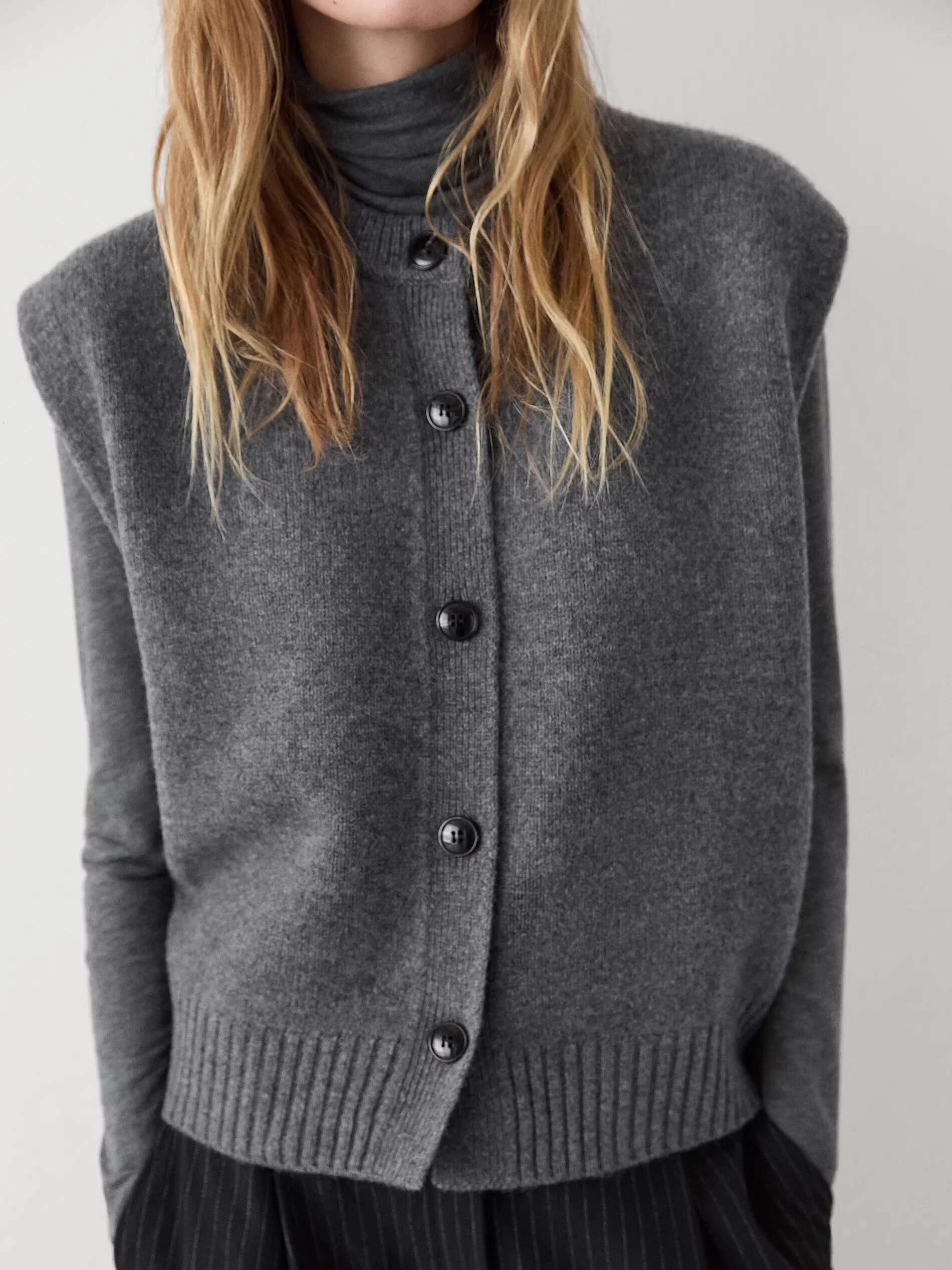 Ethereal MD 2025 Massidutti Spring New Style Of Women's Casual Grey Minimalist Suit Knit Vest