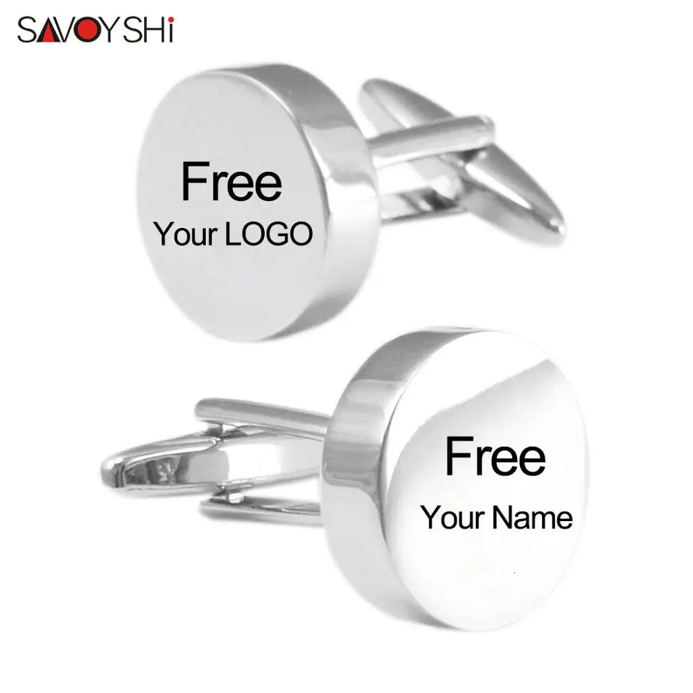 SAVOYSHI Free Engraving Cufflinks for Mens Shirt Special Gift Cuff Buttons High quality Blank Silver Color Cuff Links 250227