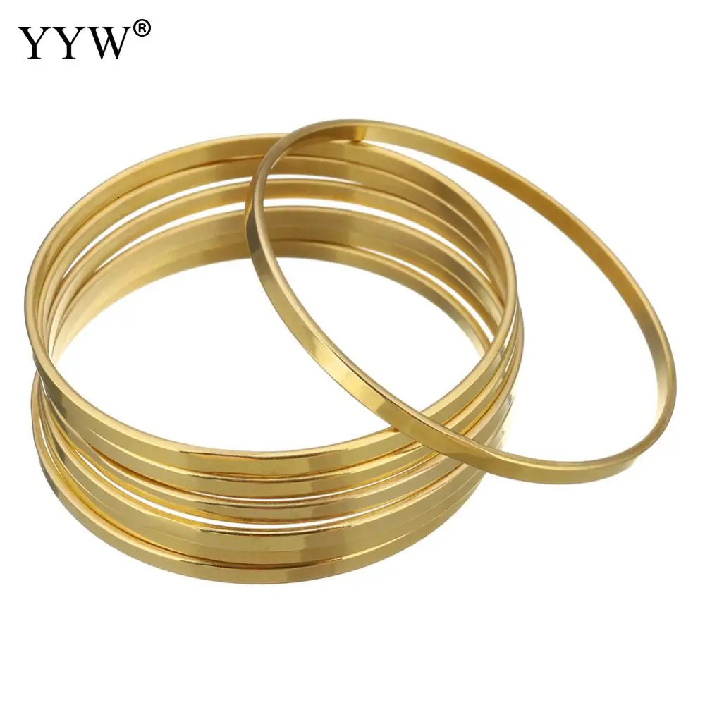 7pcs/Set Stainless Steel Bangle For Woman Gold/Rose Gold/Silver Color Sold By Set Party Birthday Jewelry 3mm Inner Approx 55mm 250227