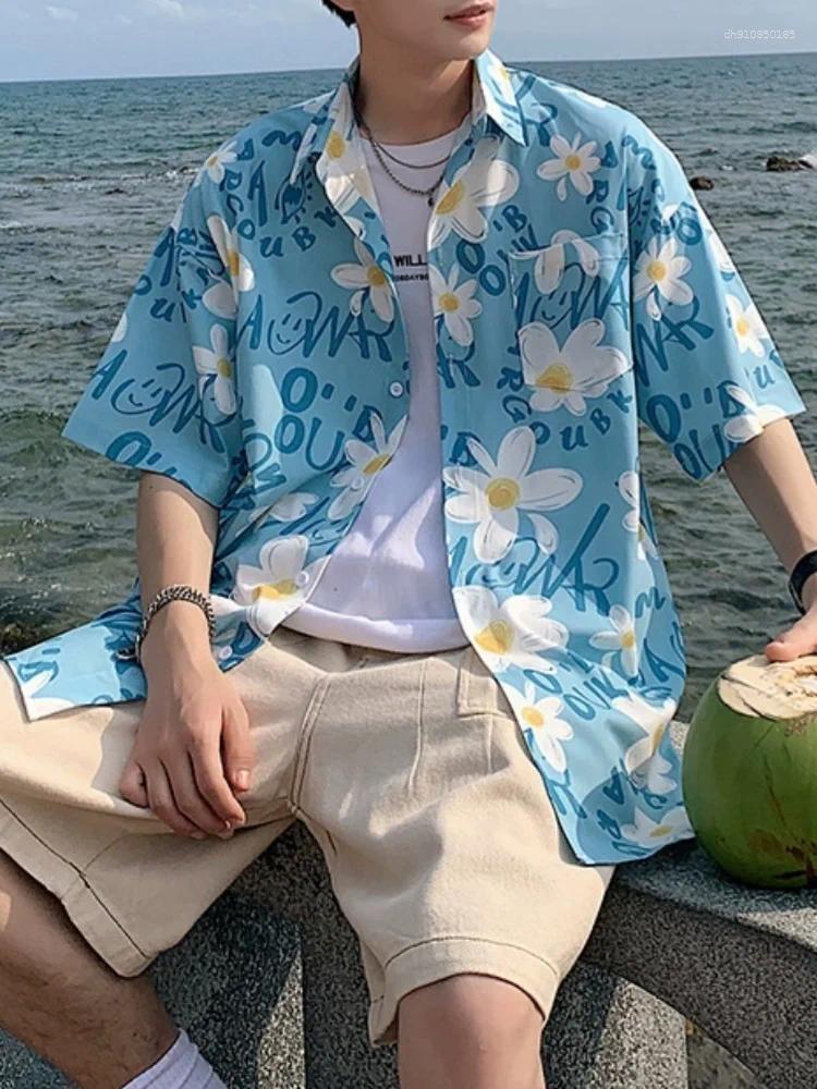 Men's Casual Shirts 8XL Fashion Loose Hawaii Print Men Traveling Top Summer Short Beach Clothing Plus Size 7XL 4XL 5XL 6XL