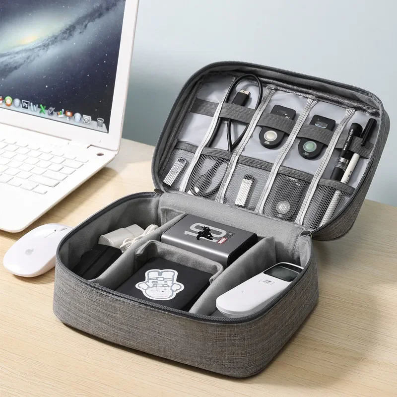 Ship from US Travel Cable Bag Portable Digital USB Gadget Organizer Charger Wires Cosmetic Zipper Pouch Kit Case Accessories Supplies 250227FBB