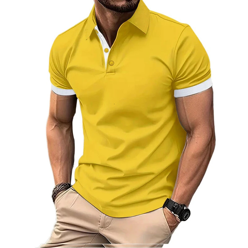Summer Short Sleeve Polo Shirt Mens Large Stritching T Shirts Lapel Business Breathable Tee Lightweight Sweatwear 250226