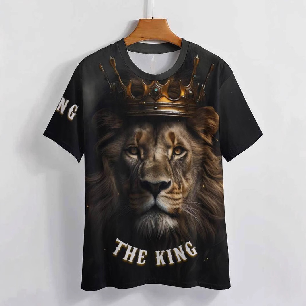 Designer's New Versatile And Trendy 2025 Men's Lion 3D Fashion Printed T-shirt With Free Shipping