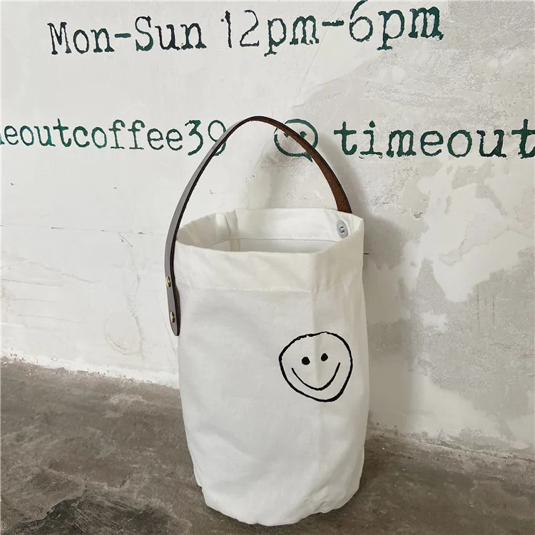 Ship from US French retro polka dot handheld canvas bag bento lunch box bucket for women 250227FBB