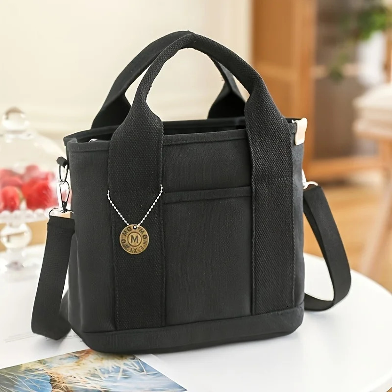 Ship from US Womens Fashion Canvas Handbag Fashionable Multi Pocket Suitable for Daily Use Perfect Lunch Bag with Comfortable Crossstraps 250227FBB