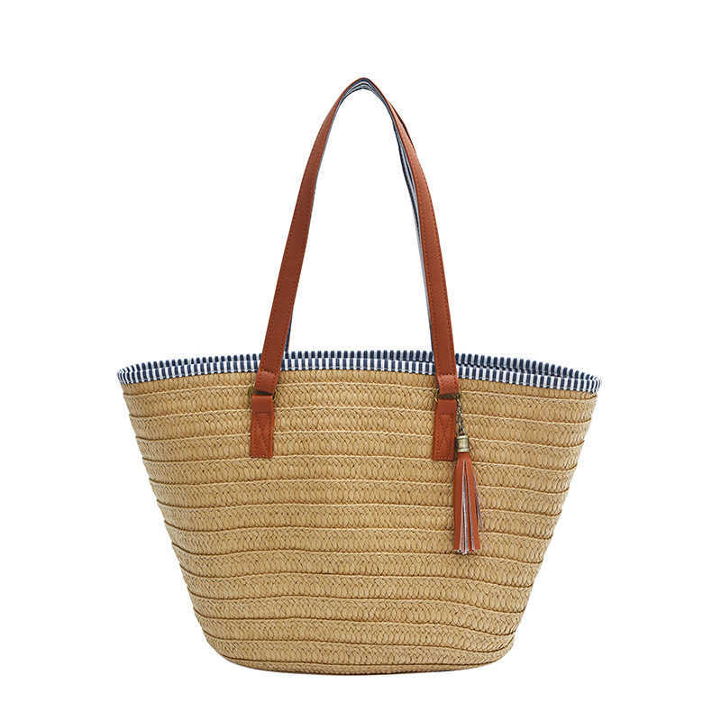 Relaxing large capacity woven bag for women in spring 2025, fashionable and versatile vacation beach bag, hand-held vegetable basket bag