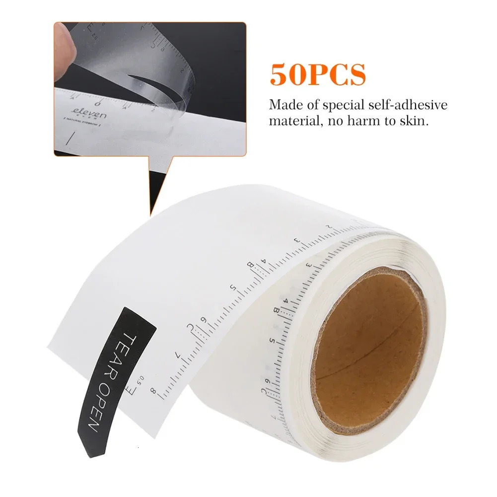 Eyebrow Ruler Sticker Disposable Microblading Permanent Makeup Tattoos Adhesive Eye Brow Stencil Ruler Eyebrow Tool 1 Roll 50pcs 250224