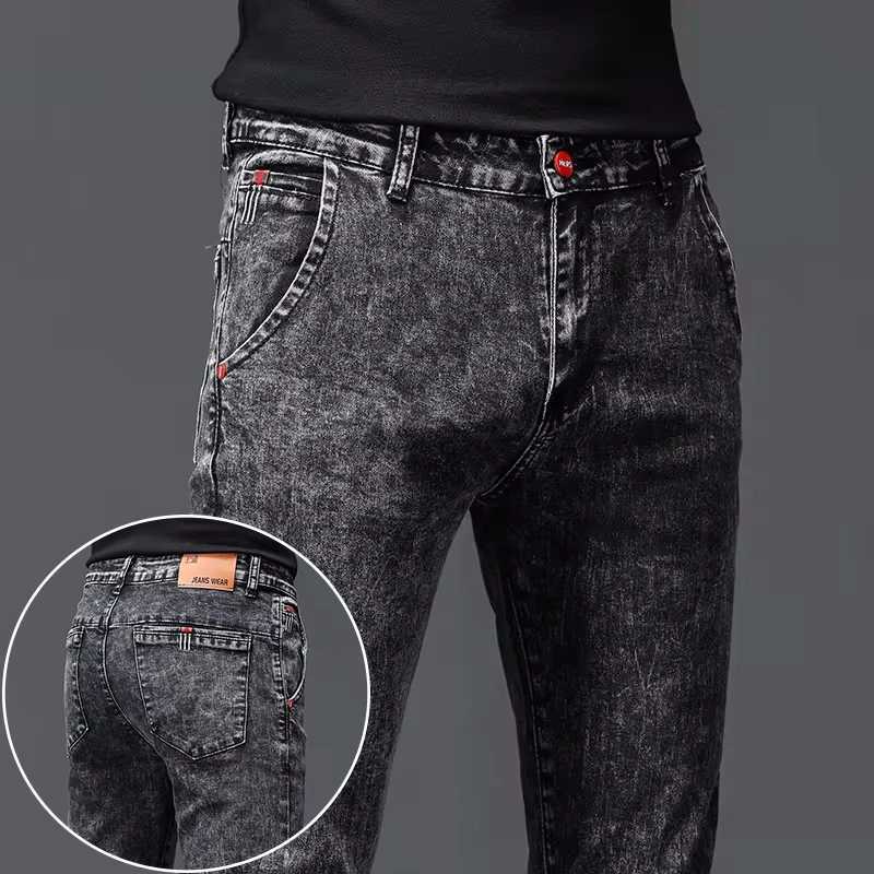 Autumn Mens Slim Jeans Korean Fashion Youth Design Stretch Trousers High Quality Straight Comfortable Casual Denim Pants Male X250227