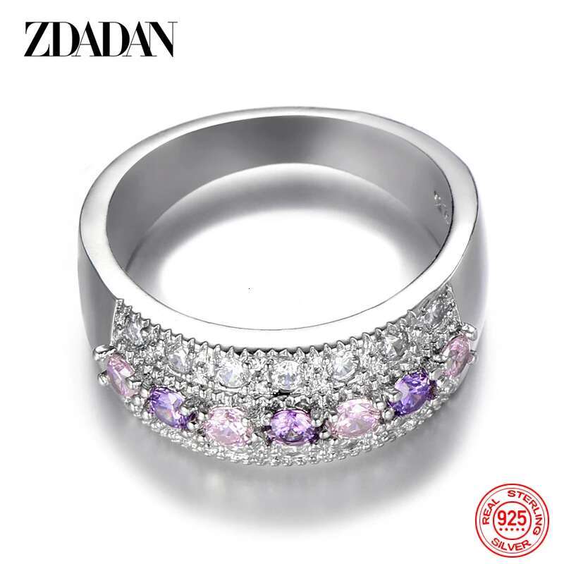 ZDADAN Sterg Sier Zircon Rings For Women Fashion Wedding Jewelry