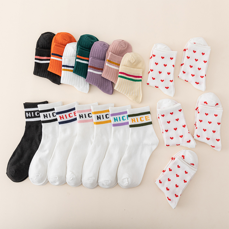Assorted 14-Pair Mid-Calf Hipster Socks for Stylish Leg Coverage