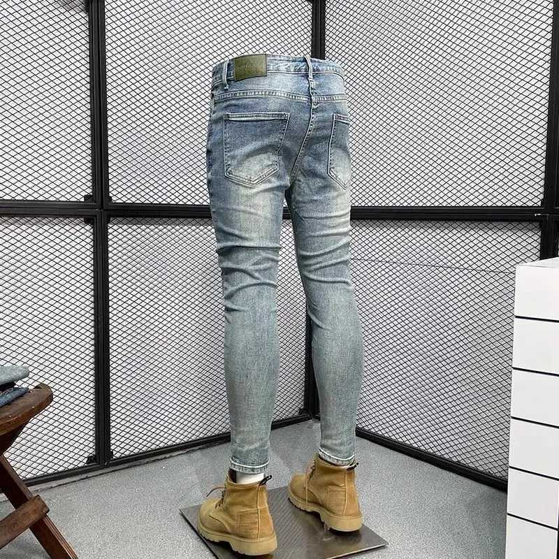 New Arrival 2024 European Style Boyfriend Designer Mens Slim Casual Washed Jeans Luxury Denim Jeans Pants Full Length Trousers X250227