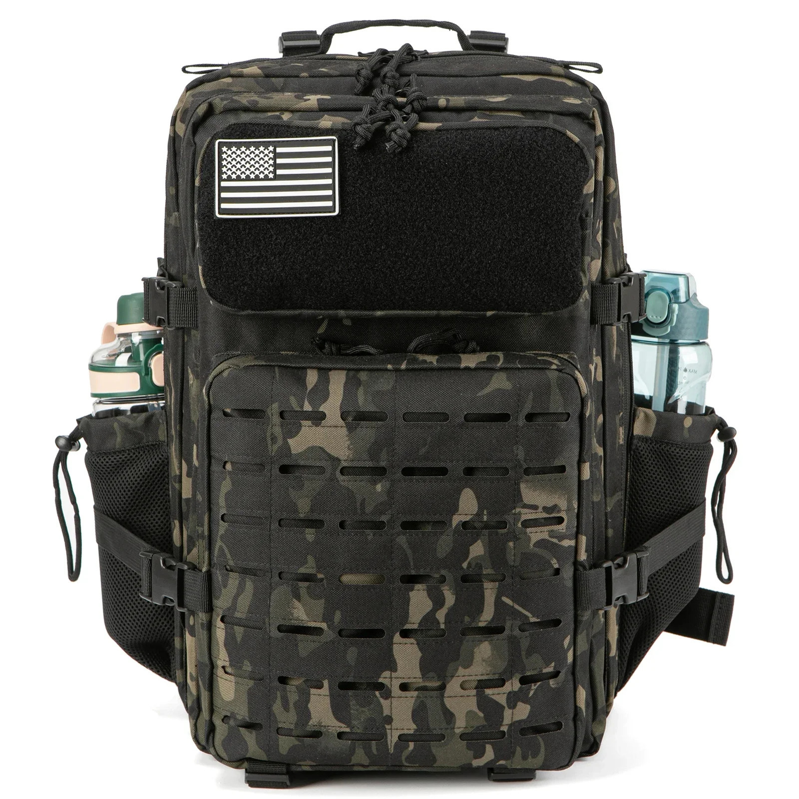 Ship from US 25L45L Tactical Backpack Outdoor for Womenmen Laser Cut Molle Hiking 3Day pack School Bag Gym Rucksack with Dual Cup Holder 250227FBB