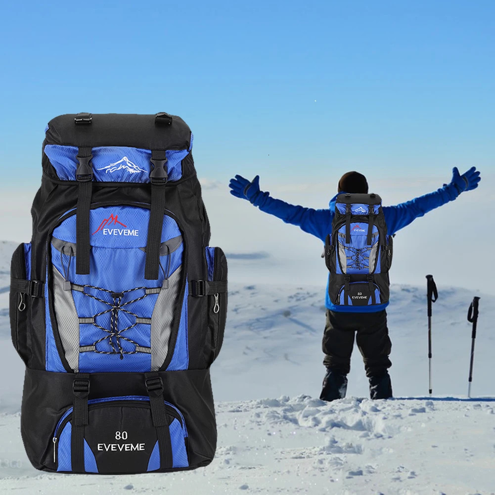 Ship from US 80L Outdoor Mountain Backpack Waterproof Sports Travel Camping Hiking Storage Bag Climbing Hunting Fishing 250227FBB